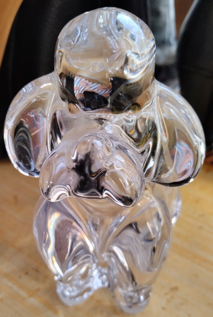 CENDRIER VIDE POCHE EN CRISTAL DE VANNES MOTIF CHIEN Art déco