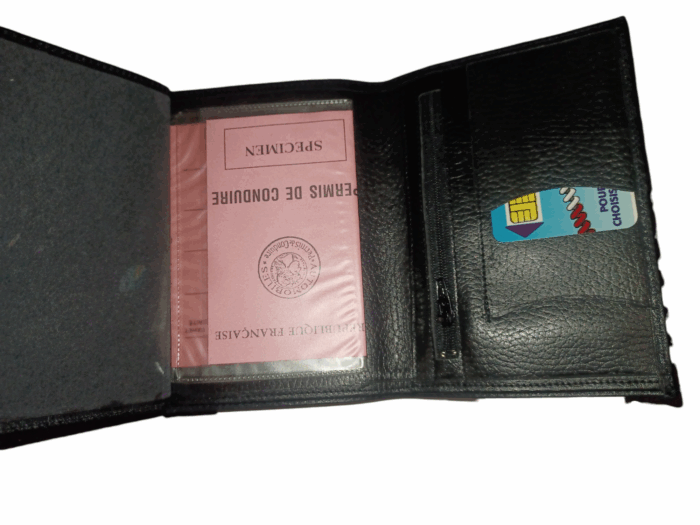 Ensemble portefeuille et porte-chéquier en cuir Camel – Image 2