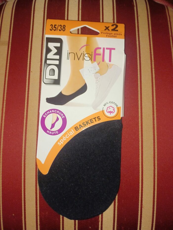 Protège pieds x 2 footlet Invisifit Spécial Baskets  noir, taille 35/38, neuf