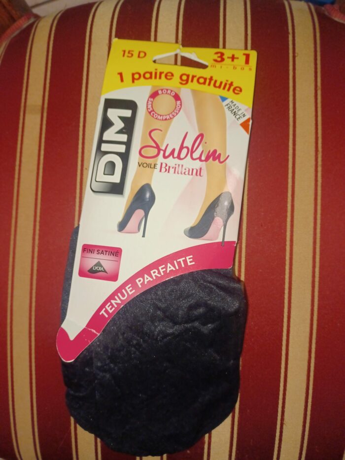 Mi-bas 3+1 gratuit Dim Sublim voile brillant 15D fini satiné Lycra taille 35/41, noir