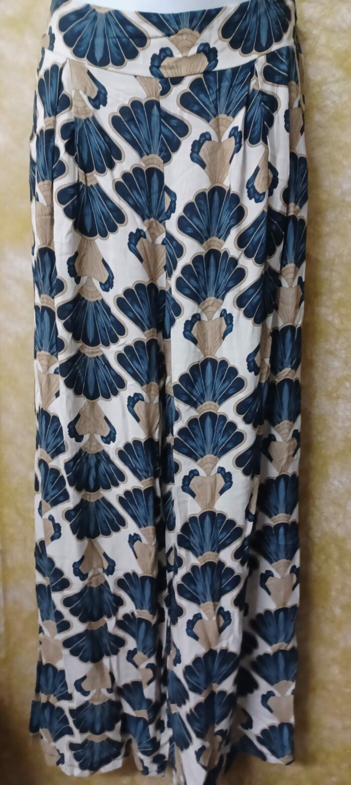 Pantalon imprimé jambes larges femme Margueritta taille unique neuf bleu