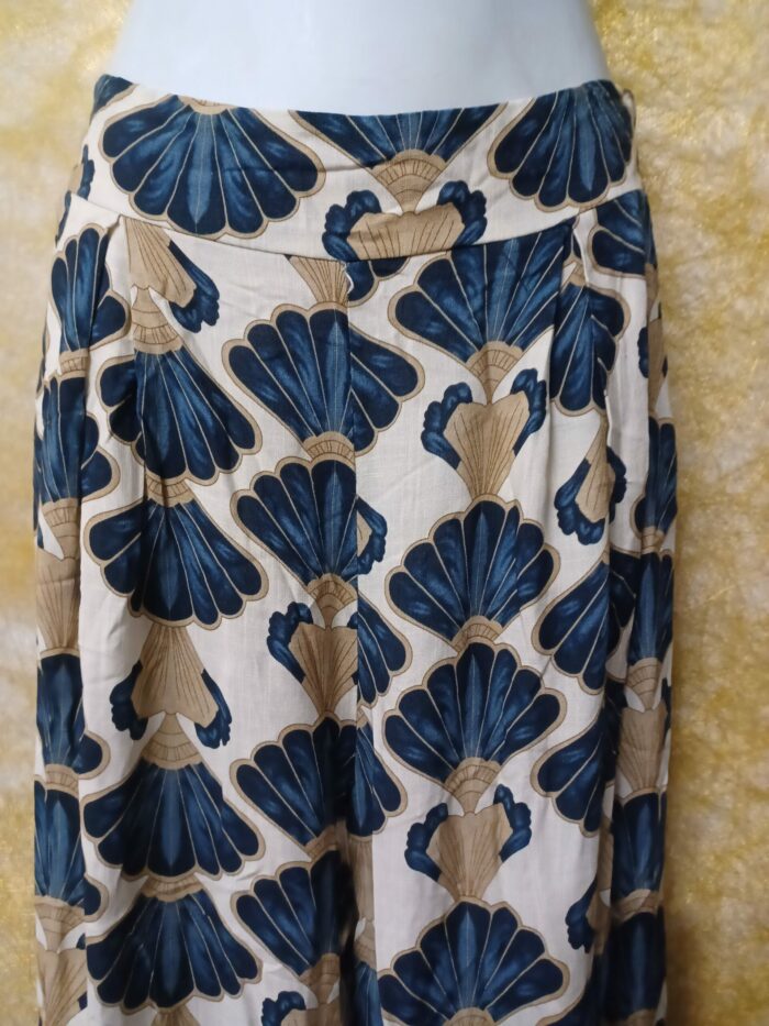 Pantalon imprimé jambes larges femme Margueritta taille unique neuf bleu – Image 4