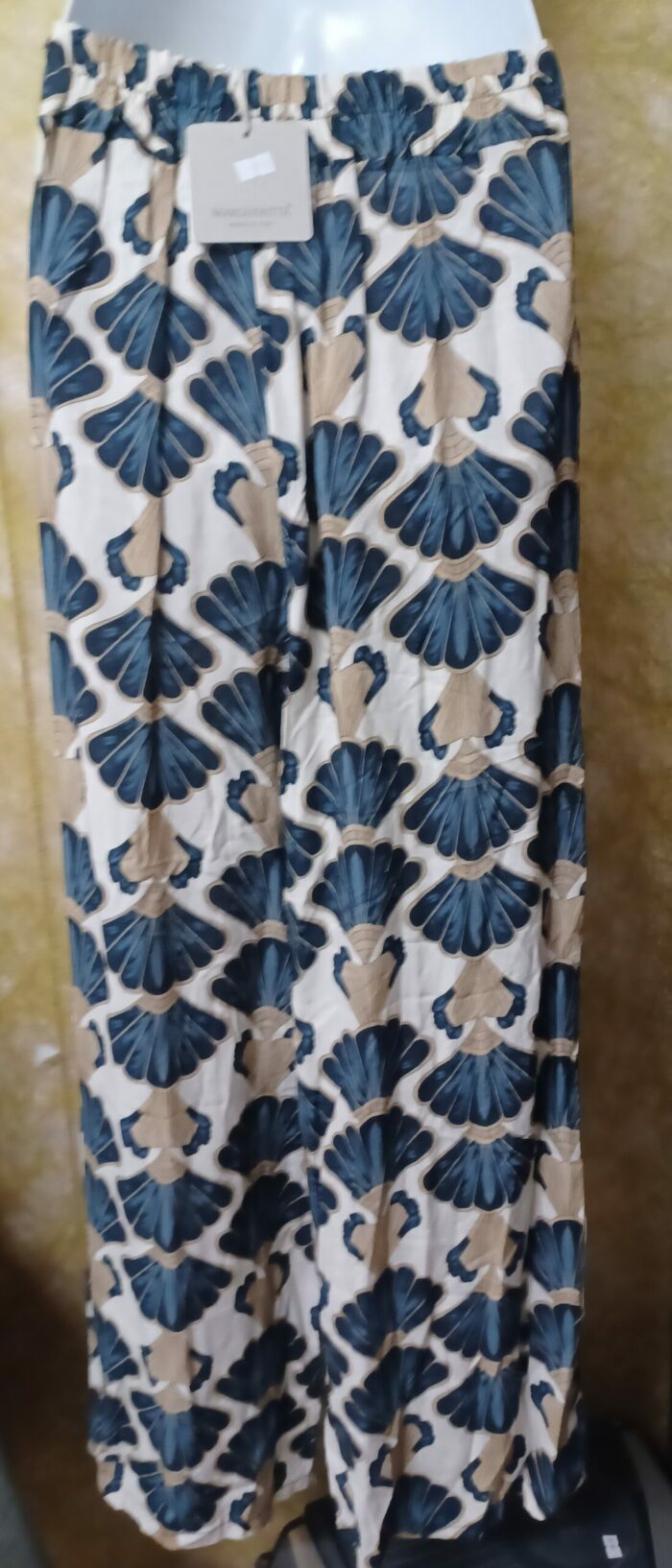 Pantalon imprimé jambes larges femme Margueritta taille unique neuf bleu – Image 2