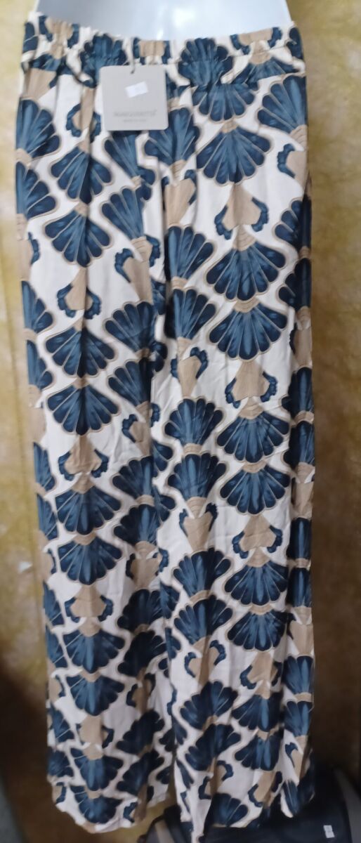 Pantalon imprimé jambes larges femme Margueritta taille unique neuf bleu – Image 2