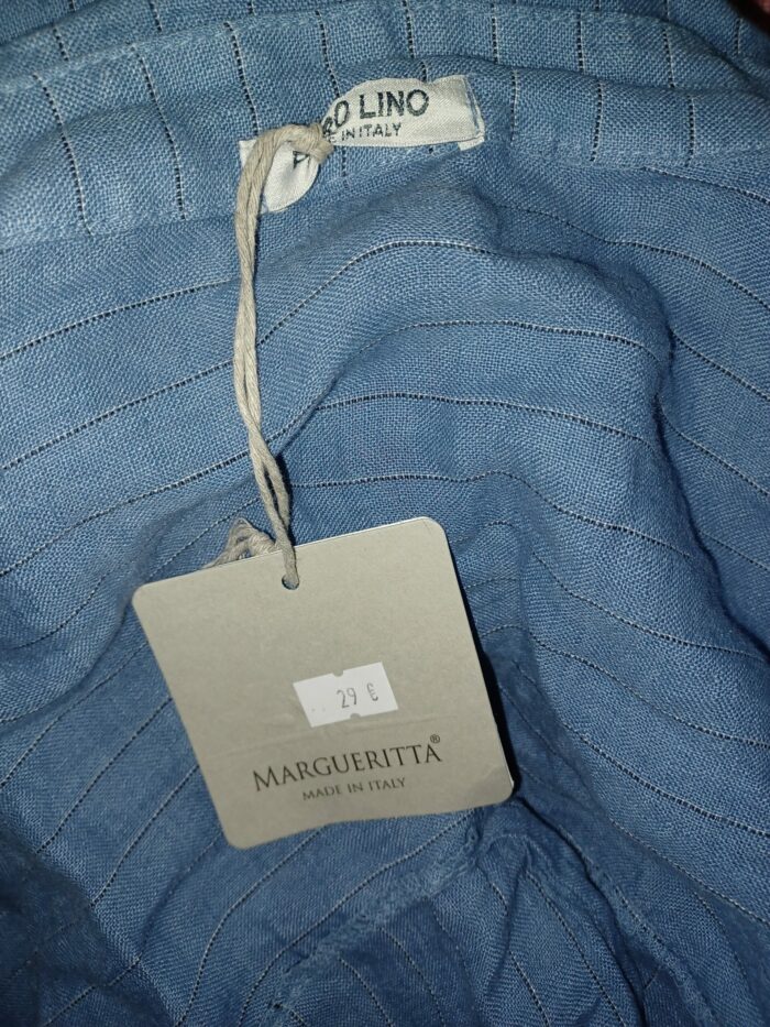 Chemise femme Margueritta taille unique en lin bleu à rayures,  neuf – Image 7