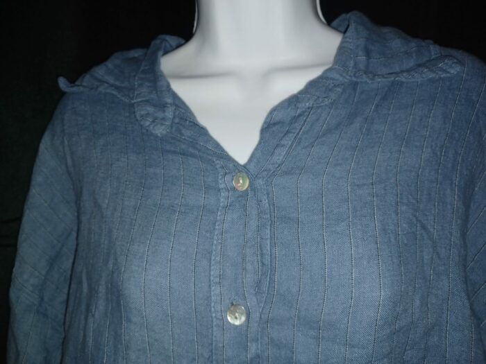 Chemise femme Margueritta taille unique en lin bleu à rayures,  neuf – Image 2