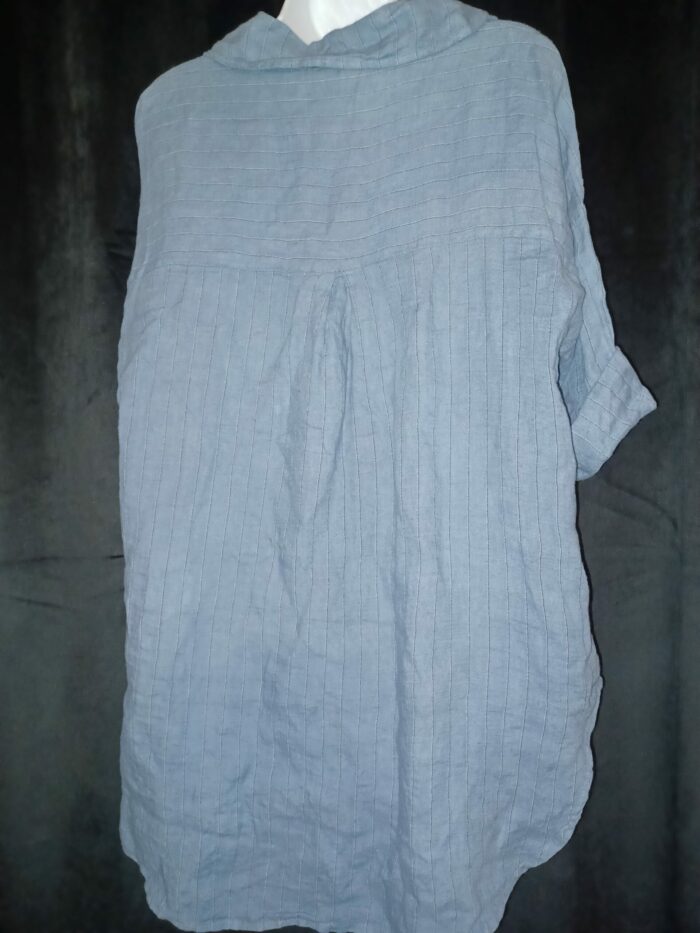 Chemise femme Margueritta taille unique en lin bleu à rayures,  neuf – Image 6