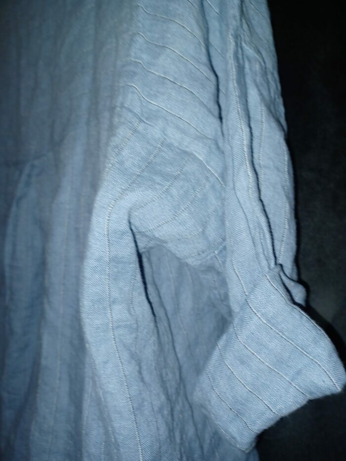 Chemise femme Margueritta taille unique en lin bleu à rayures,  neuf – Image 3