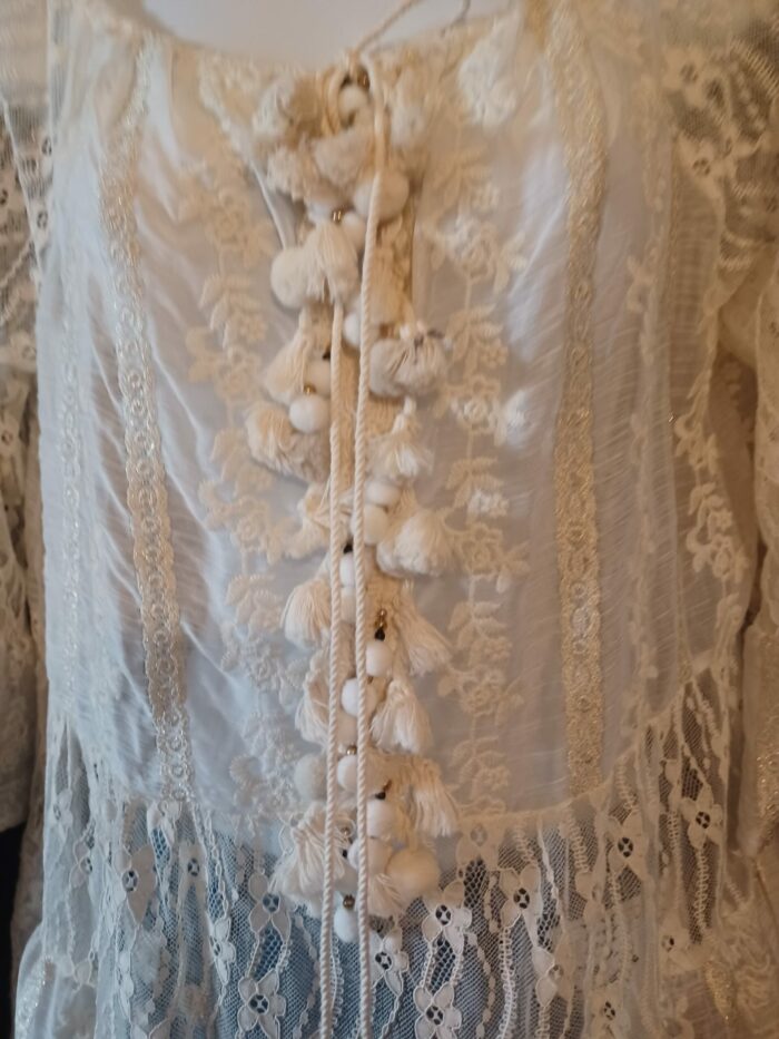 Tunique/blouse en dentelle femme Sofia taille unique, beige et écru neuf – Image 2