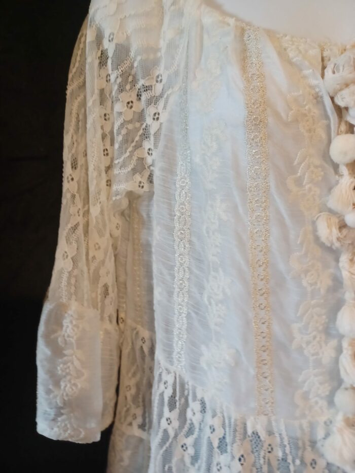 Tunique/blouse en dentelle femme Sofia taille unique, beige et écru neuf – Image 3