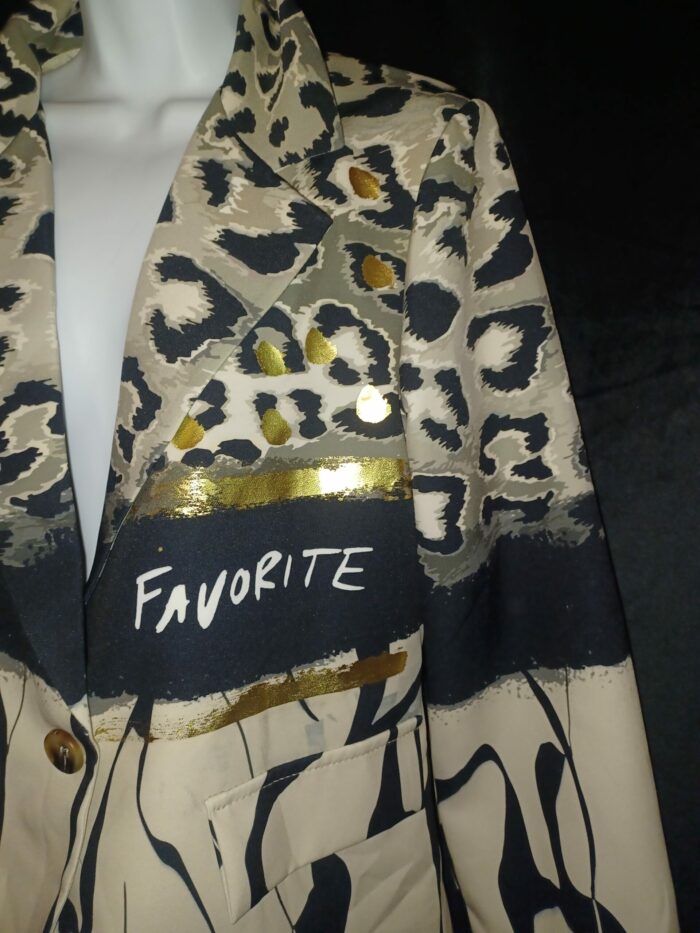 Blazer/ veste femme Valeria Moda taille unique, pace and love, léopard neuf avec étiquette – Image 3