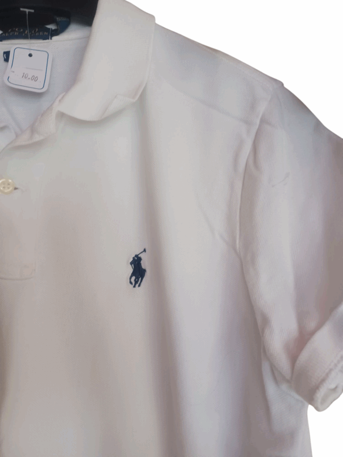 Polo Ralph Lauren, blanc taille M 100% coton,  friperie – Image 4