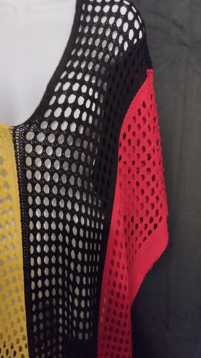 Robe de plage tricotée en crochet pour femme taille 3XL, XXXL multicolore- Robe de plage décontractée – Image 4