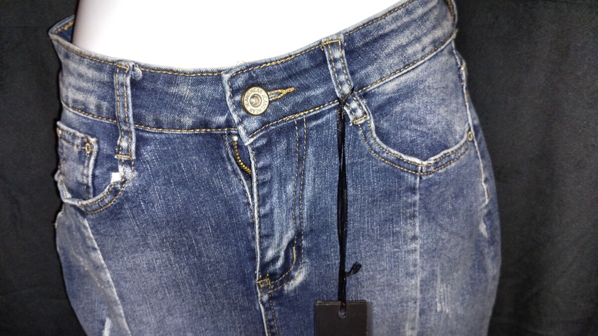 Jupe effet troué en jeans, denim taille S ou L, neuf avec étiquette, bleu, 3 Desy, Jeans Fashion – Image 4