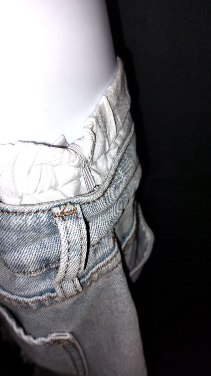 Jupe en jeans, 2 en 1, fente brodée et bords effilochés, taille S, neuf avec étiquette de la marque S.Woman – Image 5