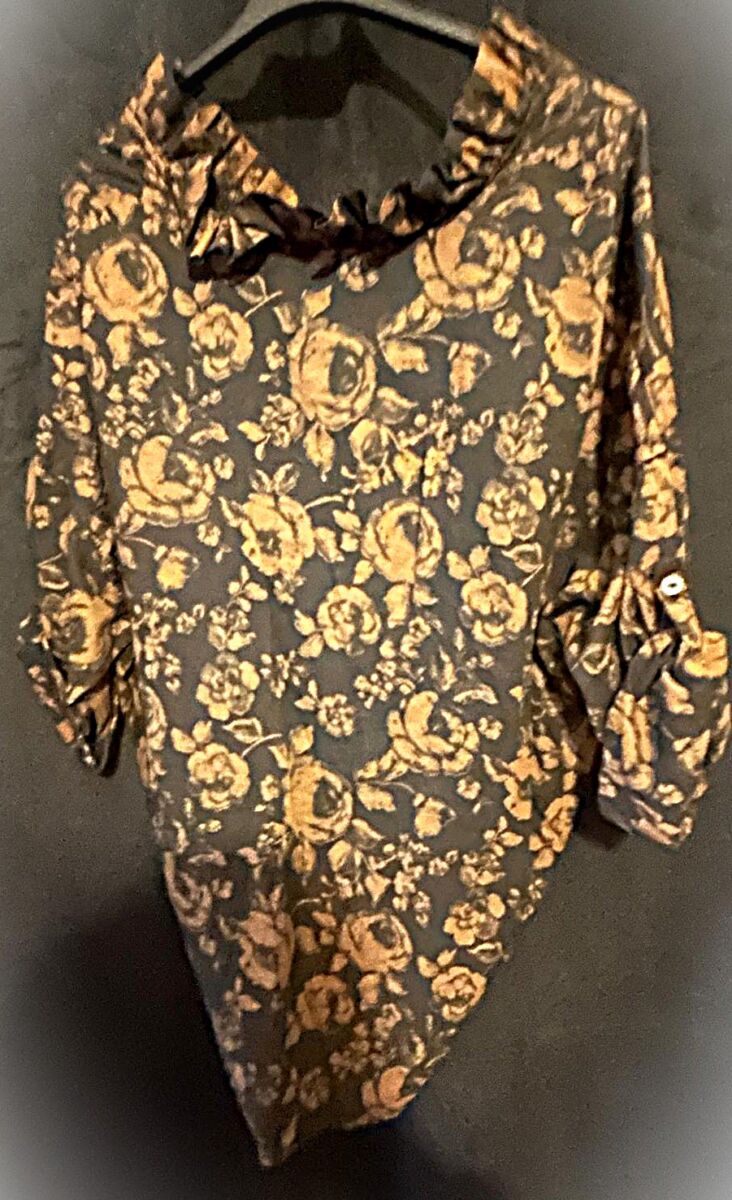 Chemise manches longues femme, Valeria Moda, taille unique neuf avec étiquette motifs Floral stylé – Image 2