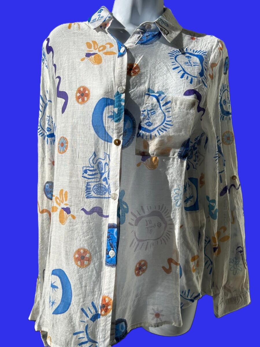 Chemise manches longues femme Lara, taille M neuf avec étiquette motifs ethnique