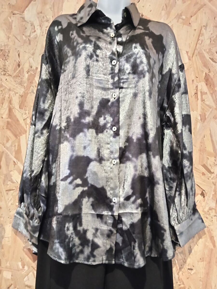 Chemise manches longues femme, Lara, taille M, neuf avec étiquette, noir et argentée