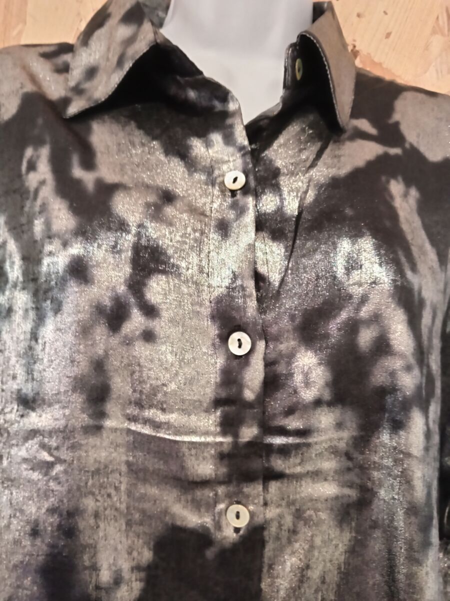 Chemise manches longues femme, Lara, taille M, neuf avec étiquette, noir et argentée – Image 2