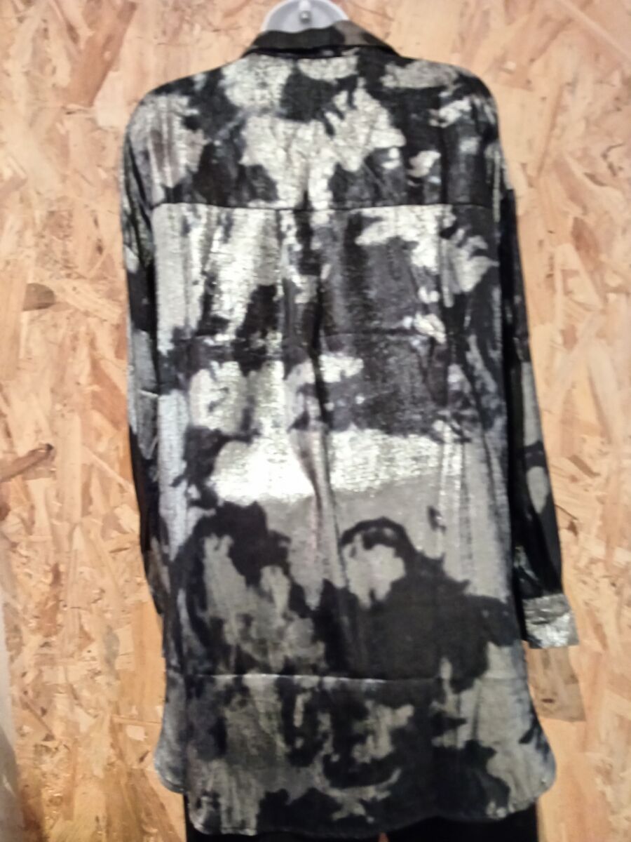 Chemise manches longues femme, Lara, taille M, neuf avec étiquette, noir et argentée – Image 4