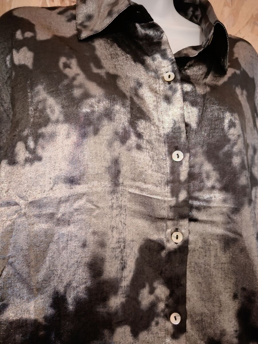 Chemise manches longues femme, Lara, taille M, neuf avec étiquette, noir et argentée – Image 5