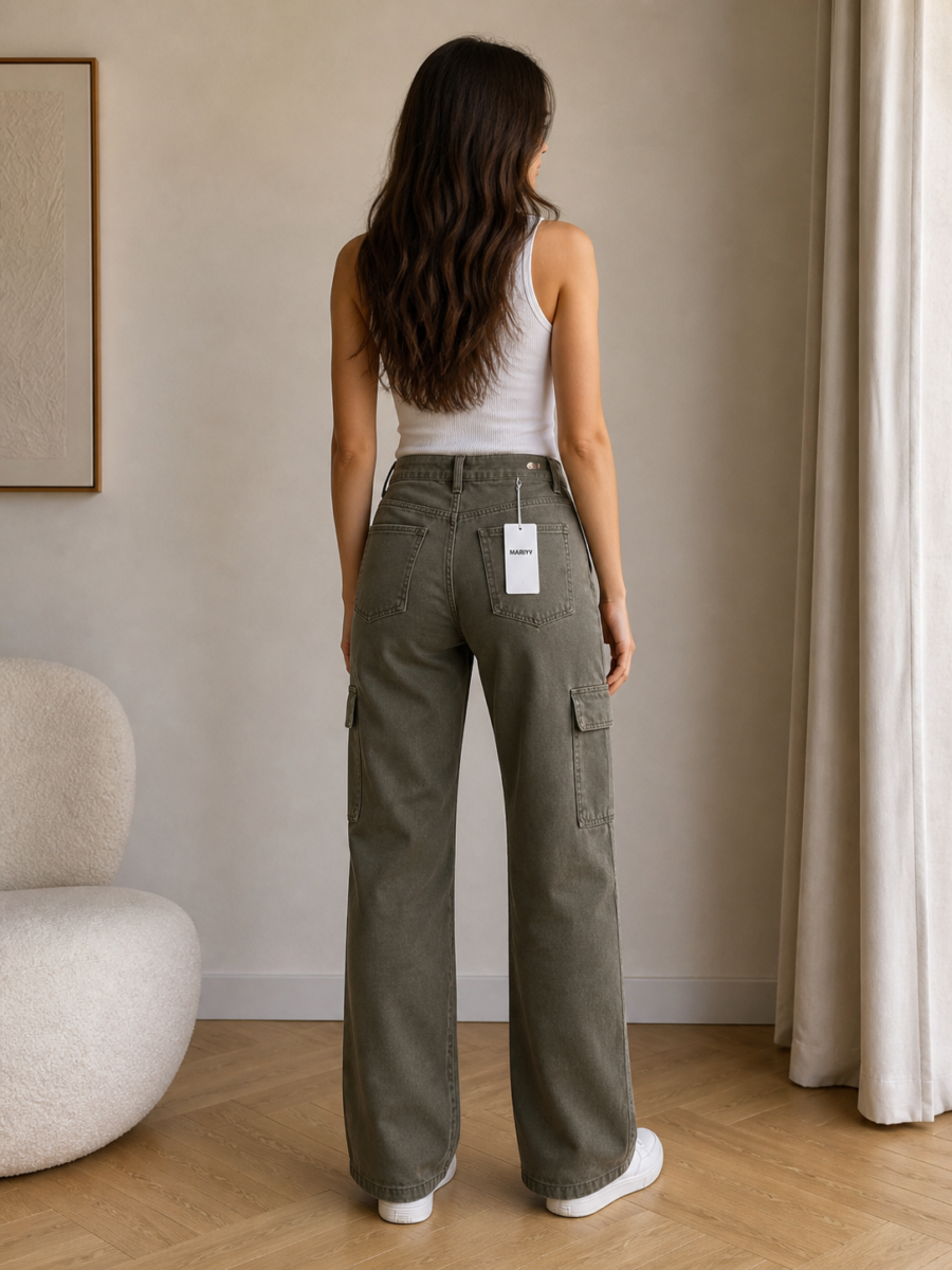 Pantalon cargo femme kaki Marivy taille 38 – coupe large streetwear – neuf avec étiquette – Image 2