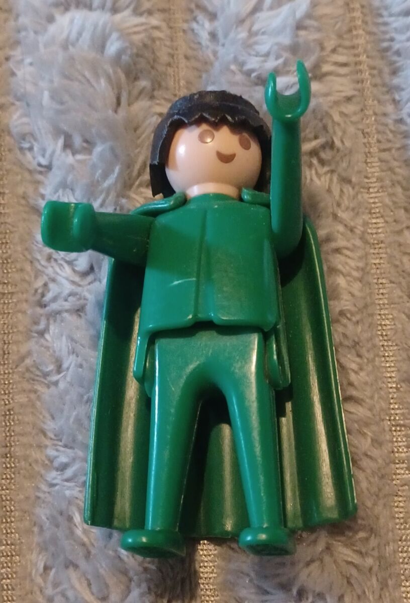 Playmobil Geobra 1974 - Personnage vert avec cape sans la boite, vintage